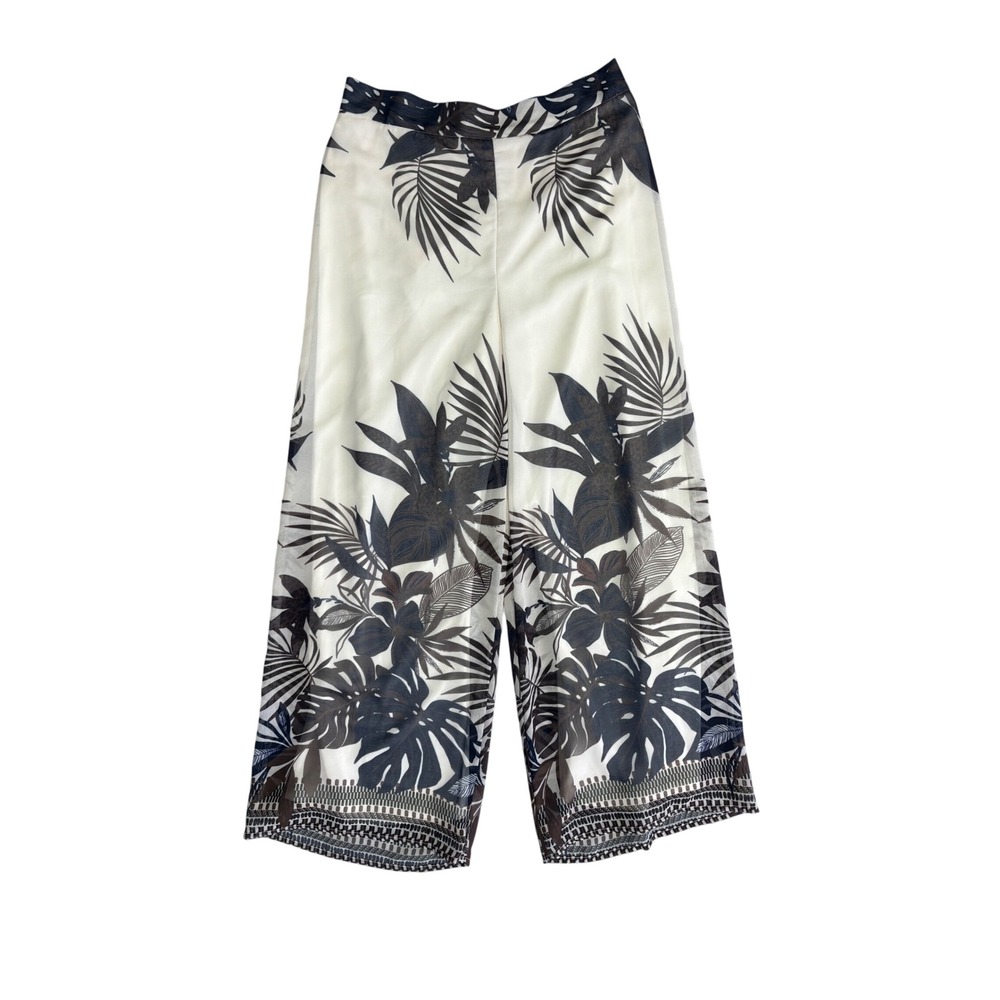 NEW Frank Lyman Chiffon Tropical Floral Wide Leg Pants Size 8 Boho Resort